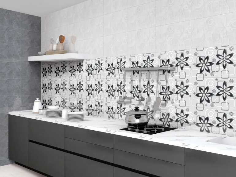 Stylish master bathroom design with silver armani tiles and minimalist elements